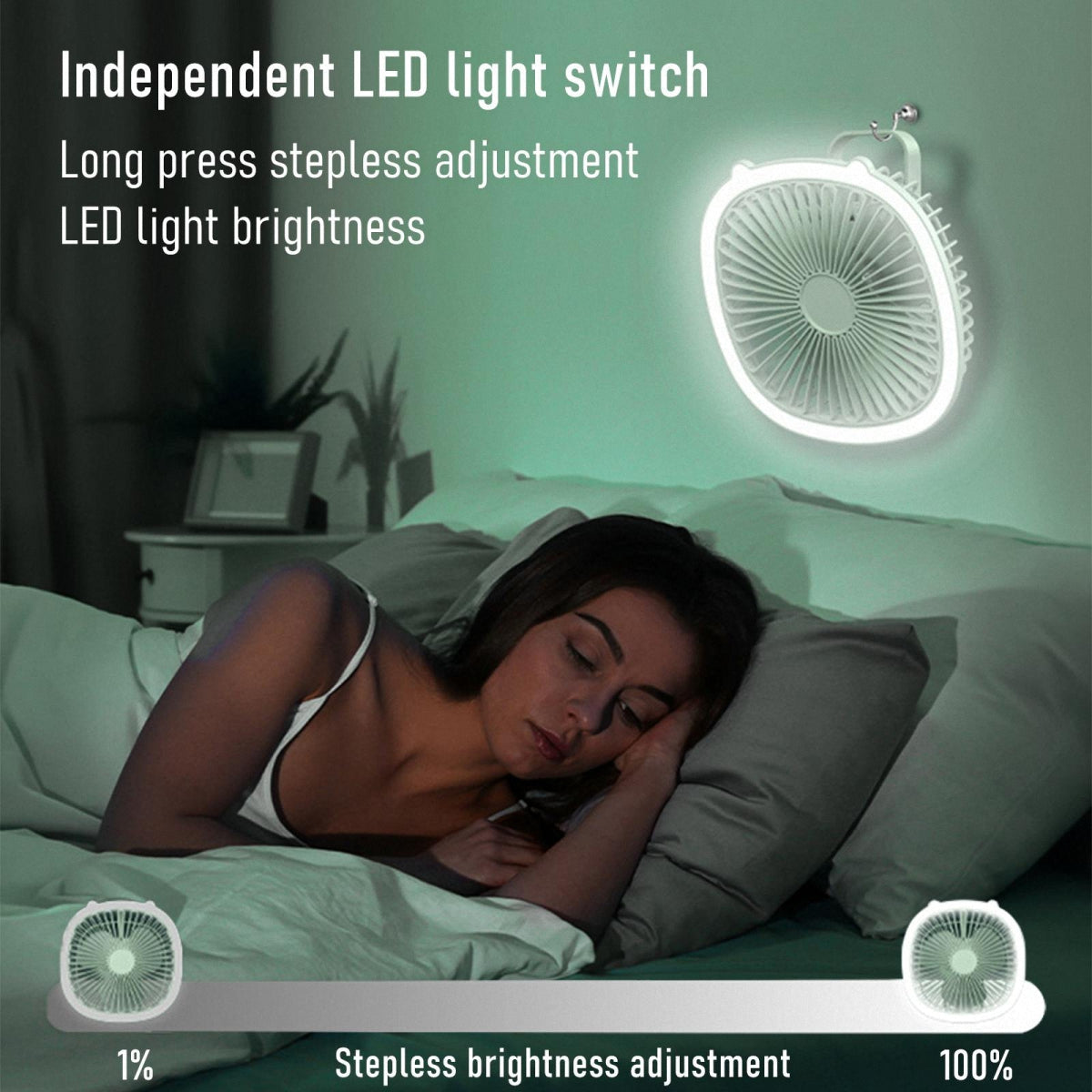 Portable Desk Fan, Ceiling Fan with LED Lights