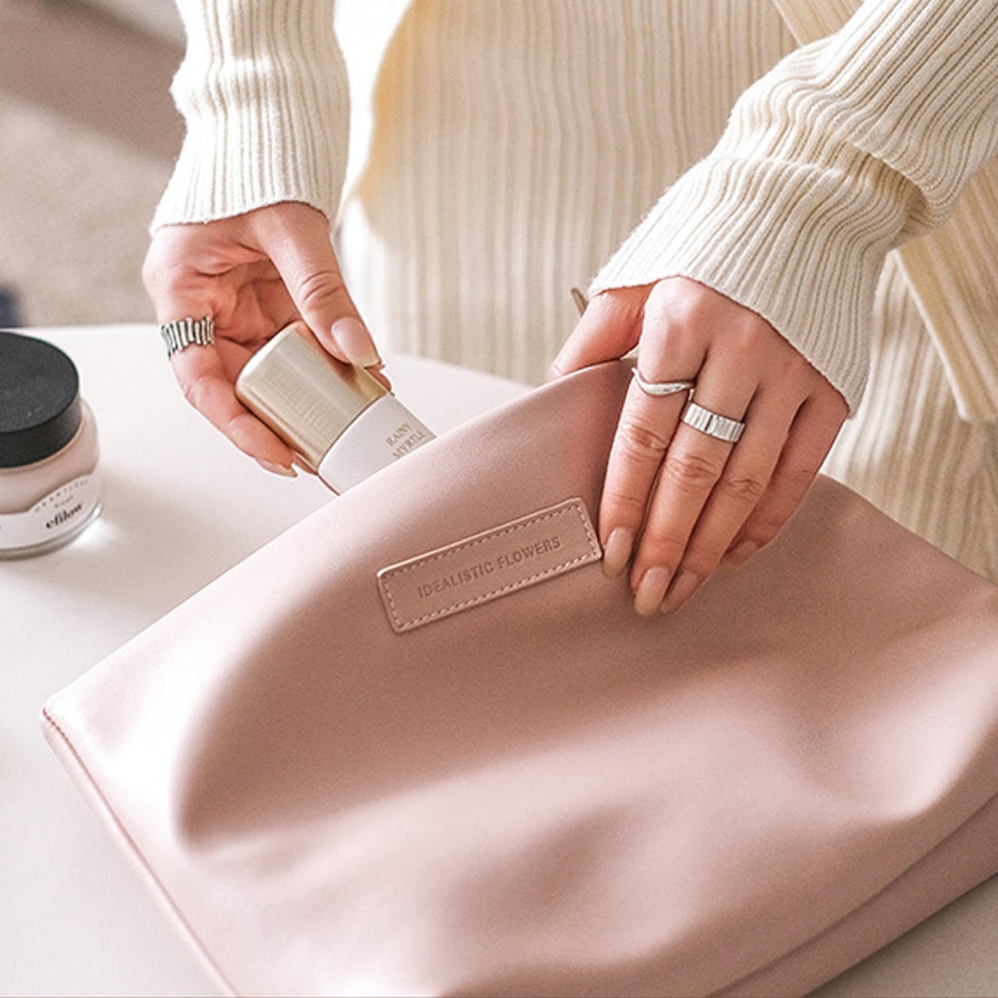 Stylish Waterproof Cosmetic Organizer Bag: Spacious Storage Solution for Women and Girls