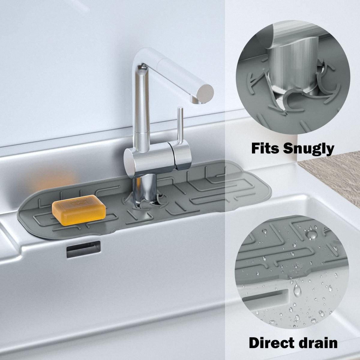 Silicone Faucet Sink Splash Resistant Tray Drying Pad