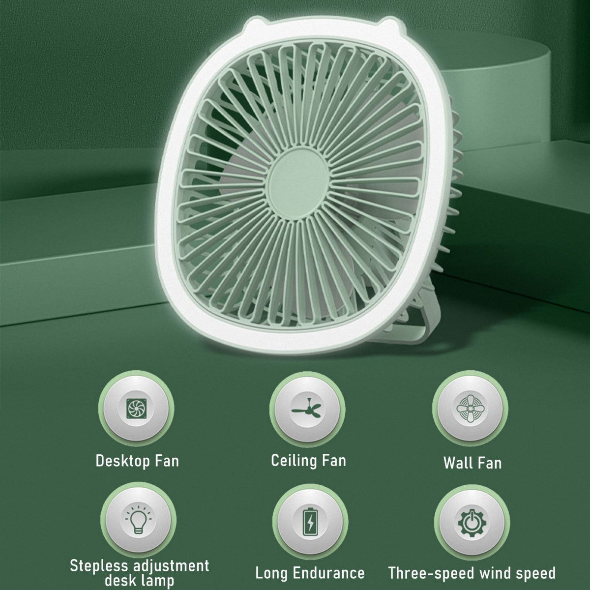 Portable Desk Fan, Ceiling Fan with LED Lights