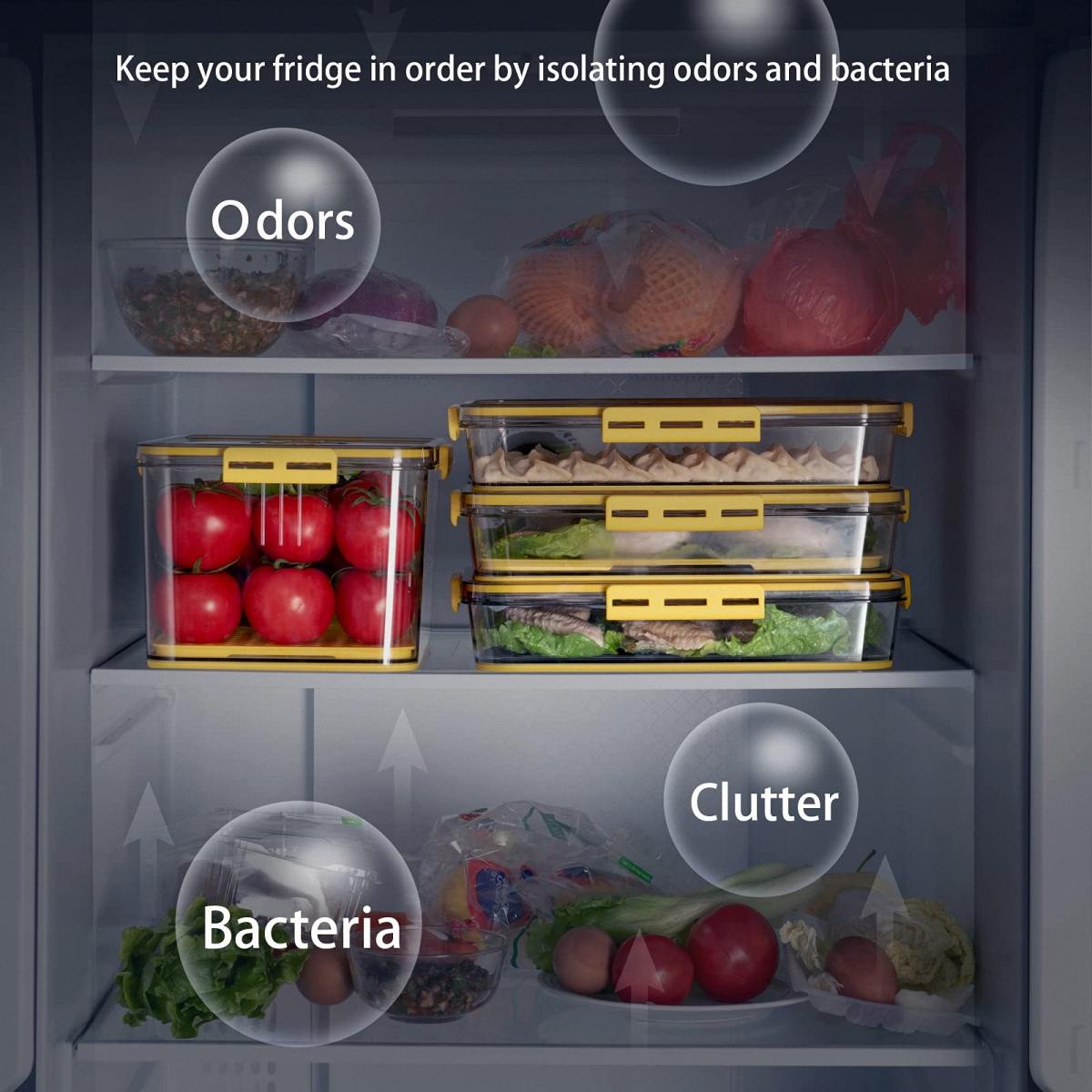 Timed Fridge Organizer With Lid For Fruit, Meat, Vegetables