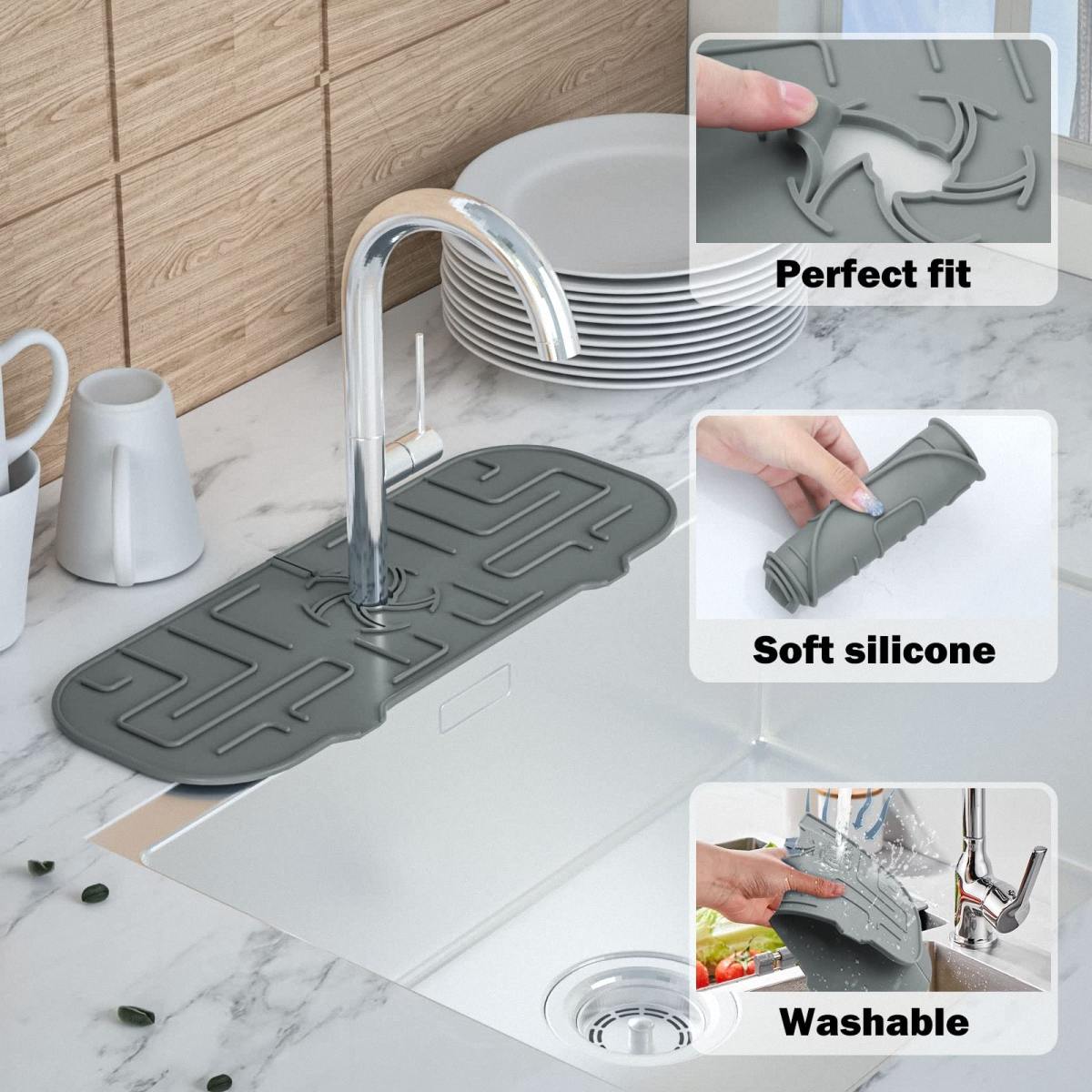 Silicone Faucet Sink Splash Resistant Tray Drying Pad