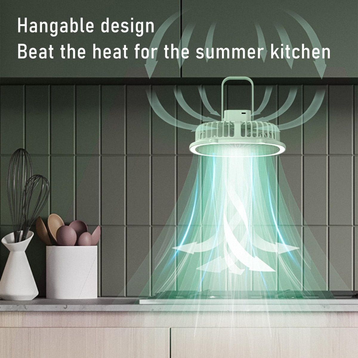 Portable Desk Fan, Ceiling Fan with LED Lights