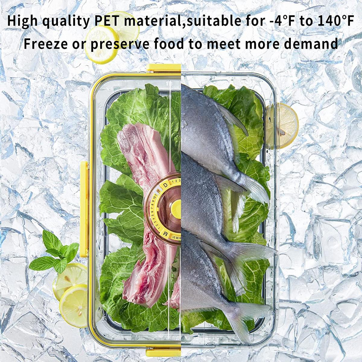 Timed Fridge Organizer With Lid For Fruit, Meat, Vegetables
