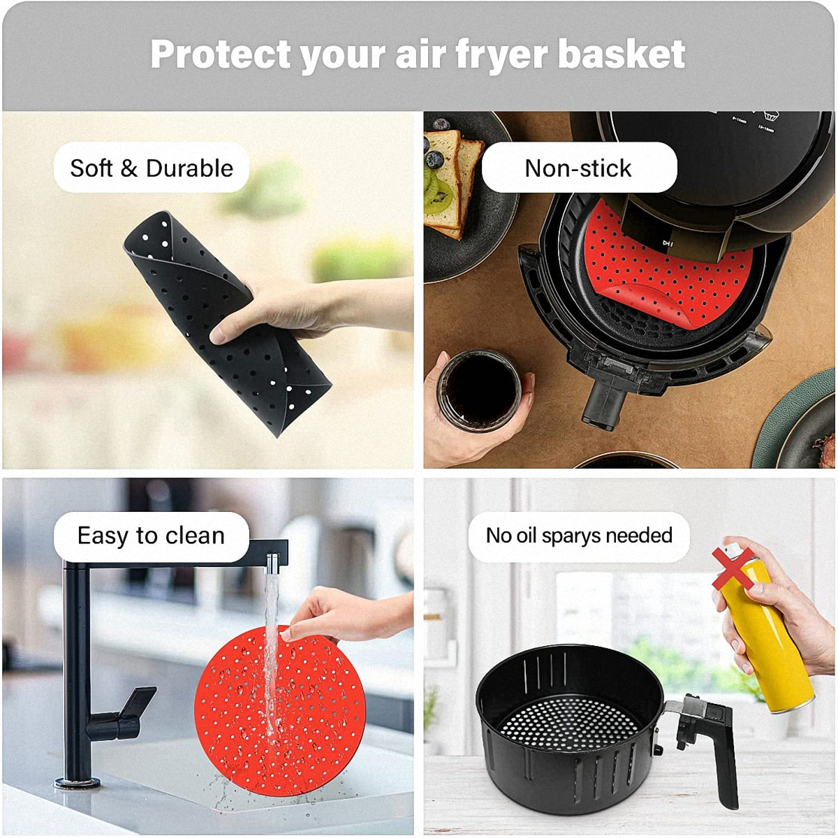 Silicone Air Fryer Mat, 7.5-9 Inches