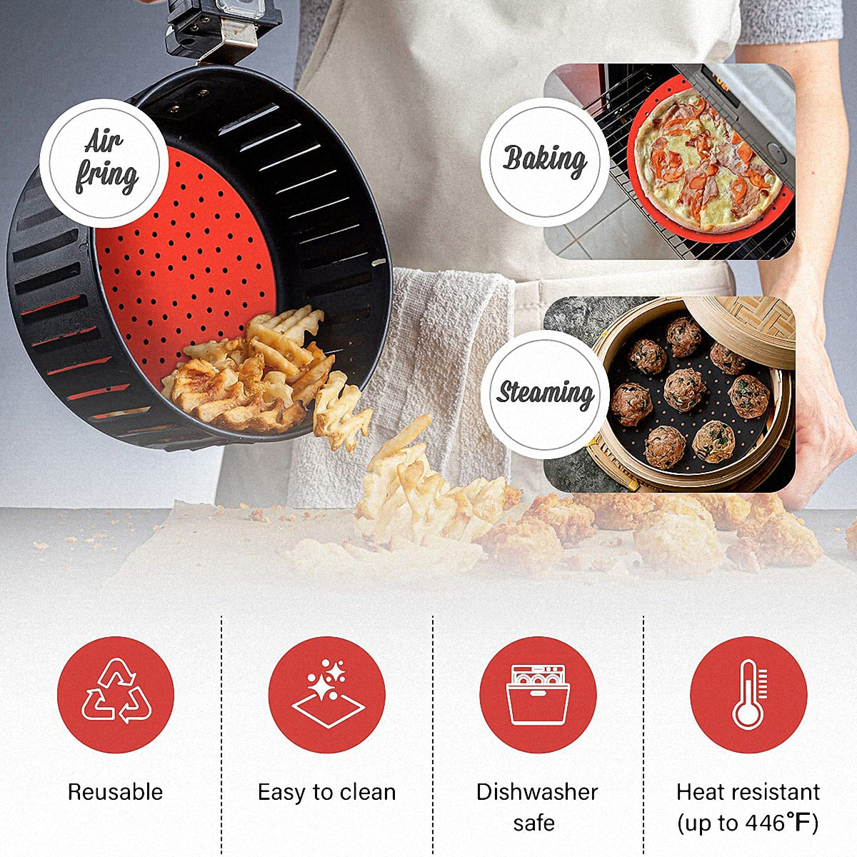 Silicone Air Fryer Mat, 7.5-9 Inches