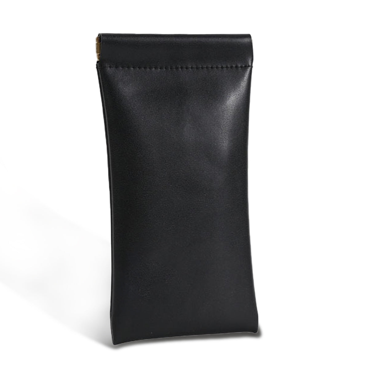 Portable Small Makeup Bag No Zipper Self-Closing, Leather Sunglasses Bag