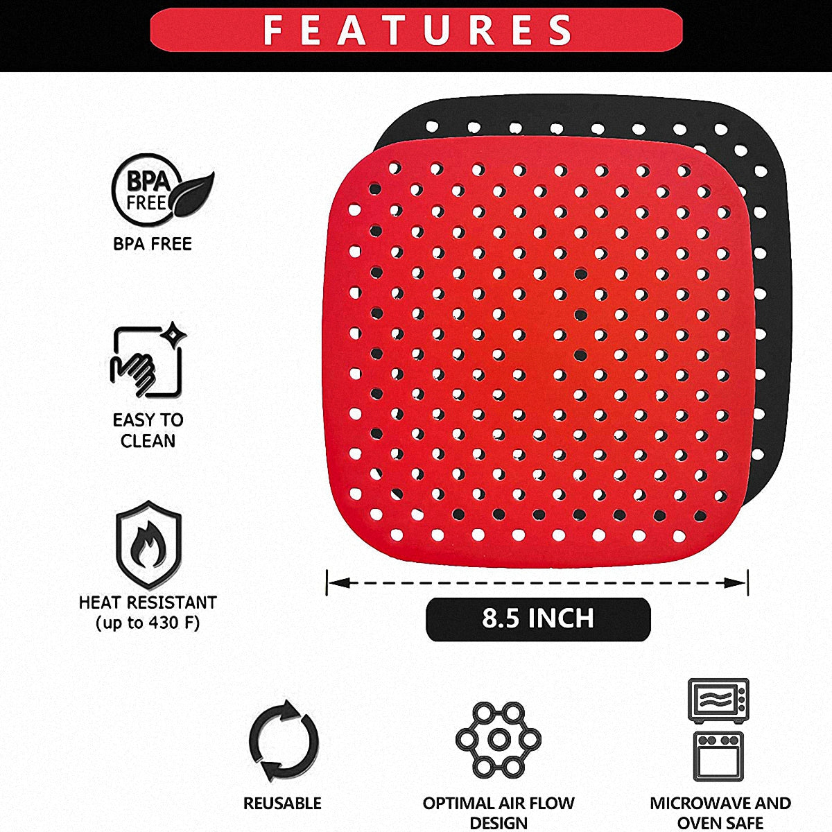 Silicone Air Fryer Mat, 7.5-9 Inches