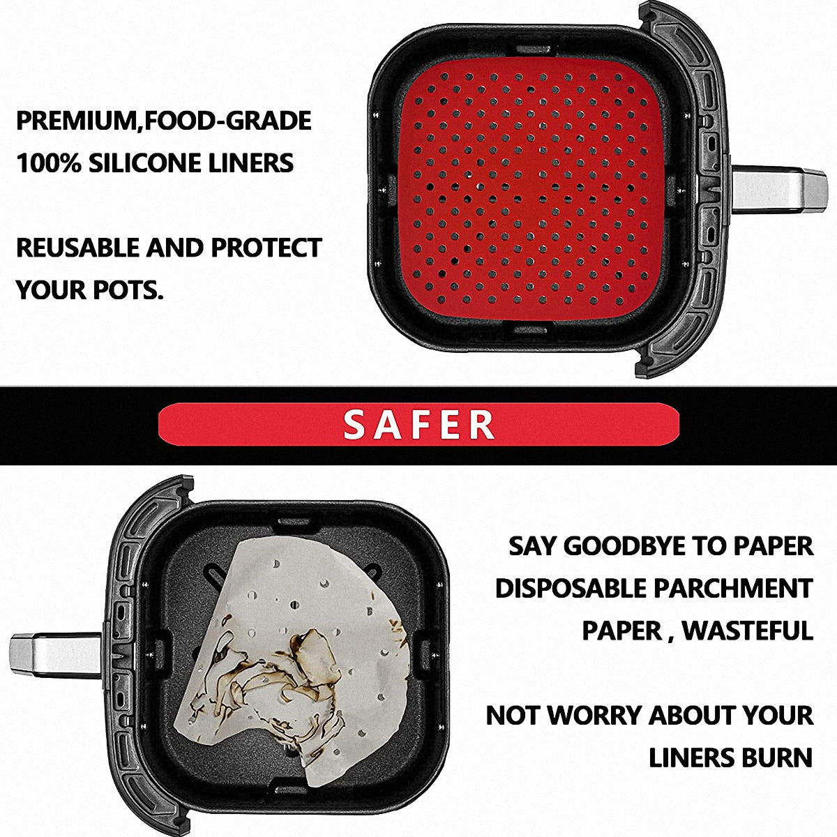 Silicone Air Fryer Mat, 7.5-9 Inches