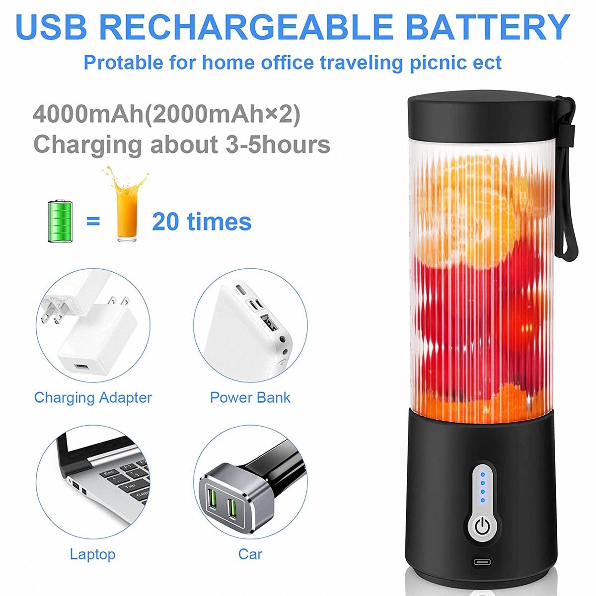 Portable Blender USB Rechargeable 4000mAh