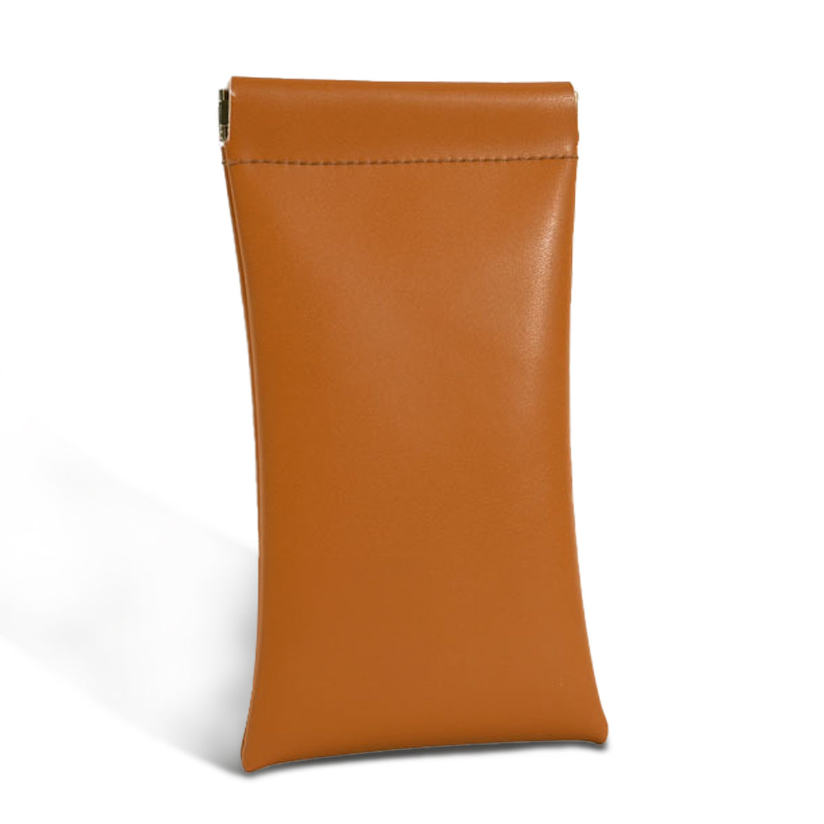 Portable Small Makeup Bag No Zipper Self-Closing, Leather Sunglasses Bag