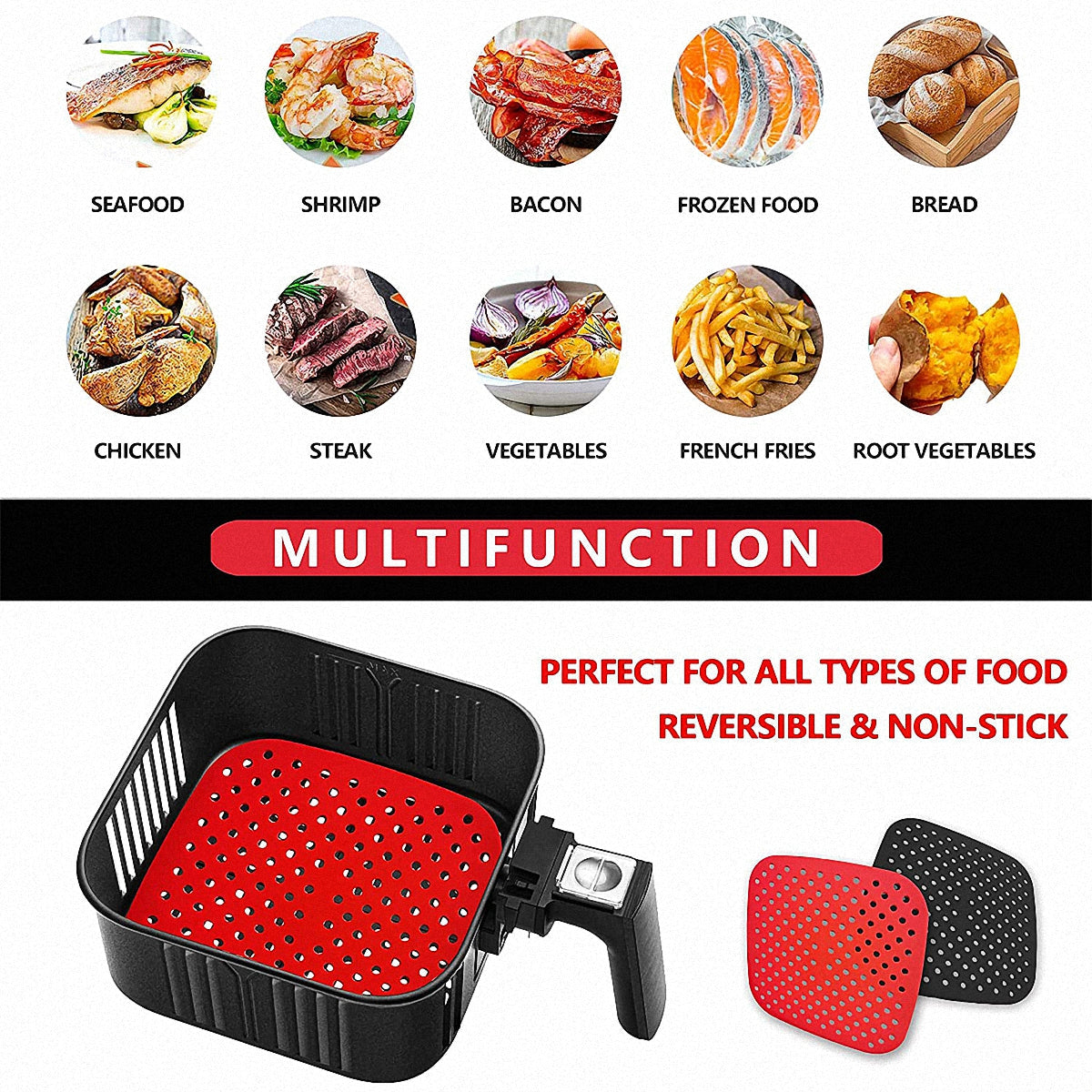 Silicone Air Fryer Mat, 7.5-9 Inches