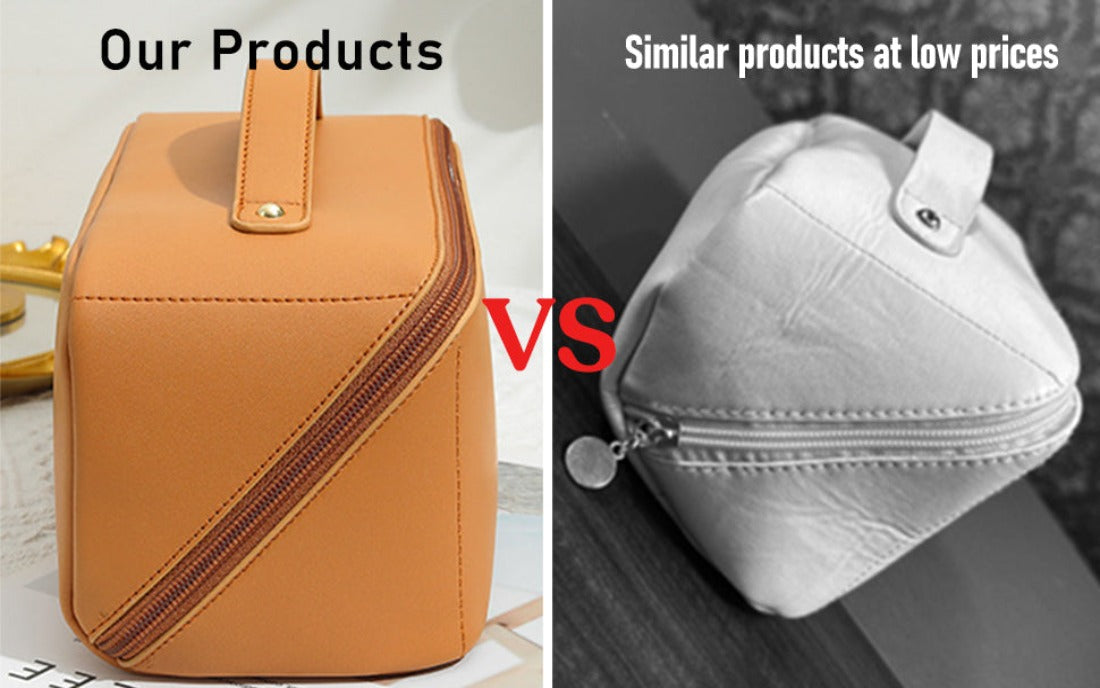 Portable Makeup Bag Opens Flat, Large-Capacity Travel Cosmetic Bag