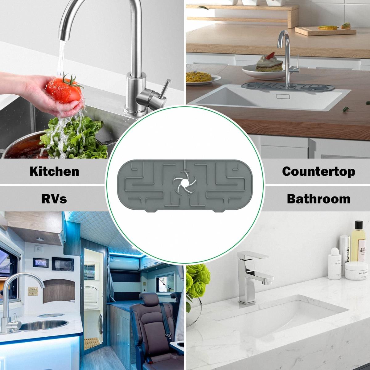 Silicone Faucet Sink Splash Resistant Tray Drying Pad