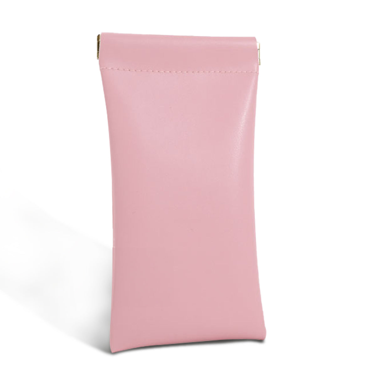 Portable Small Makeup Bag No Zipper Self-Closing, Leather Sunglasses Bag