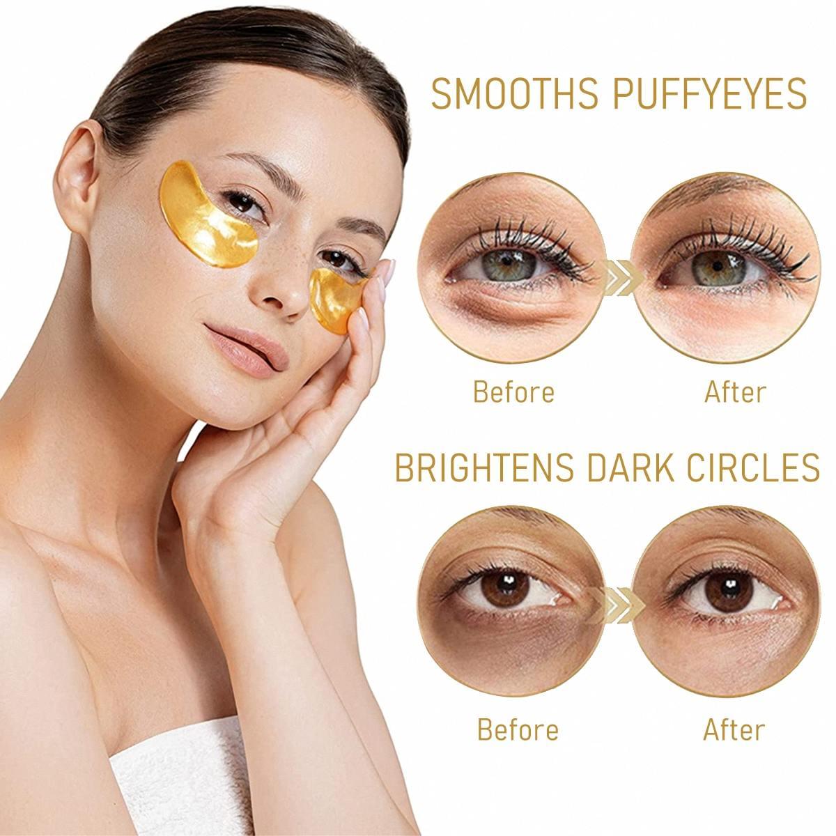 24K Gold Eye Mask- 20 Pairs - Puffy Eyes and Dark Circles Treatments