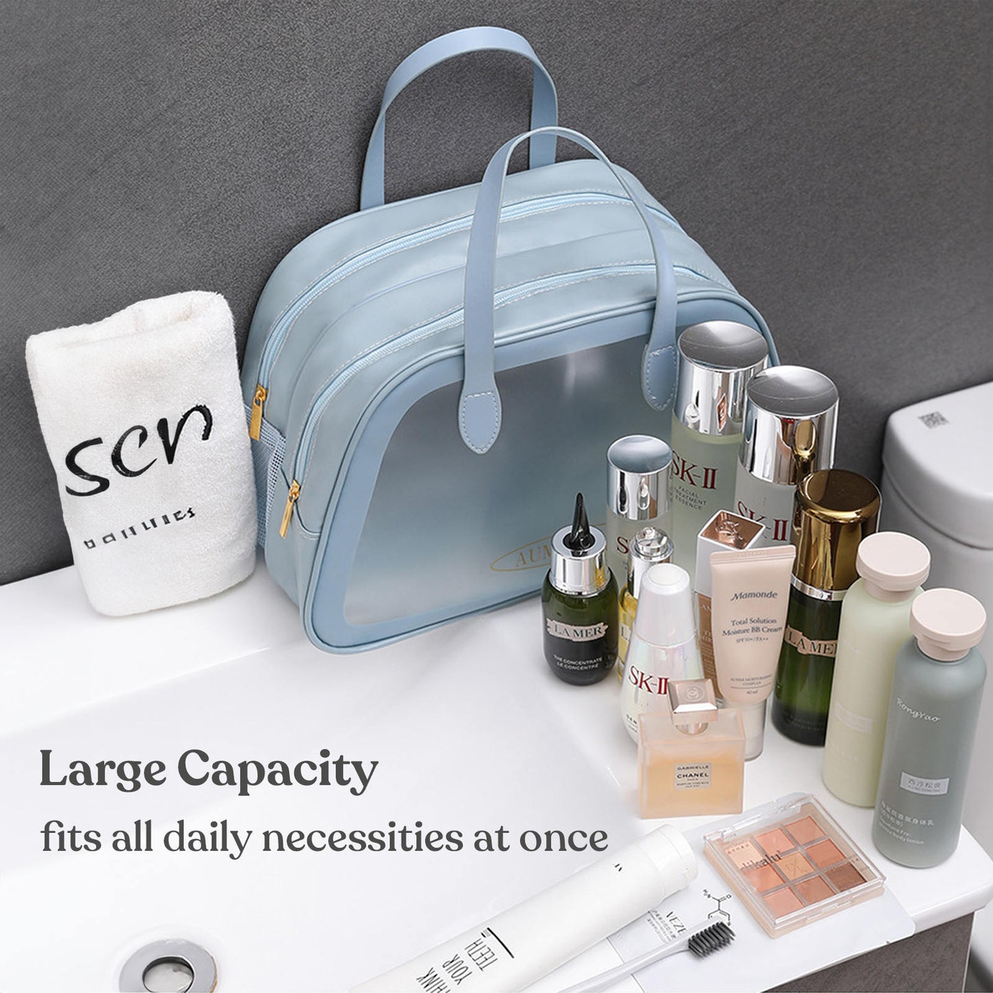 Translucent Waterproof Toiletries Bag: Organize with Wet Dry Separation