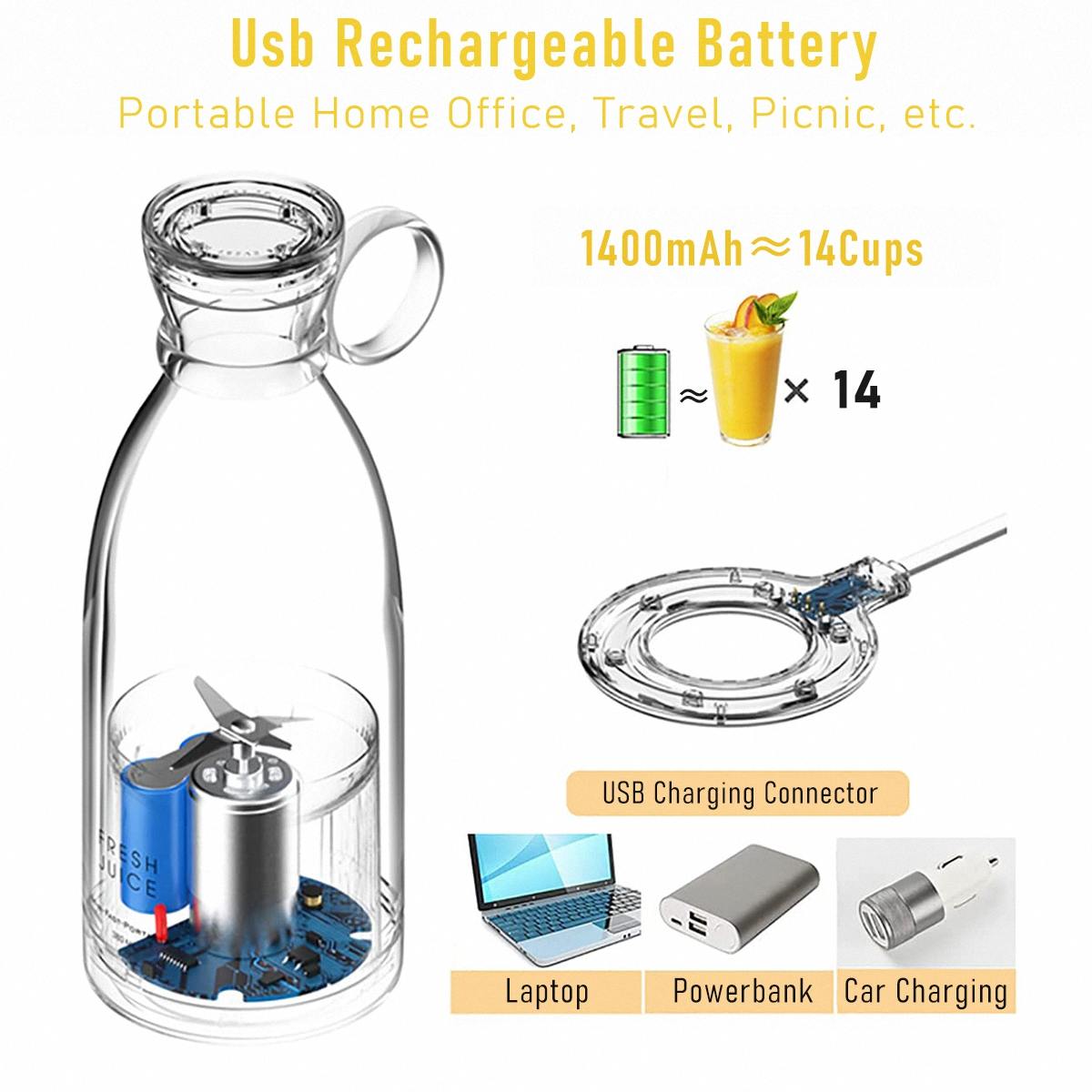 Personal Portable Bottle Blender with Wireless Charging