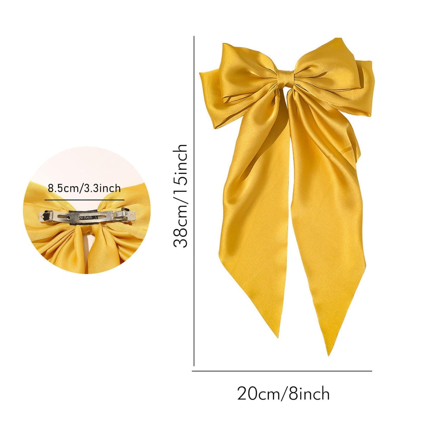 6pcs Satin Hair Bows for Women, Big Ribbon Bowknot Hairpins for Girls