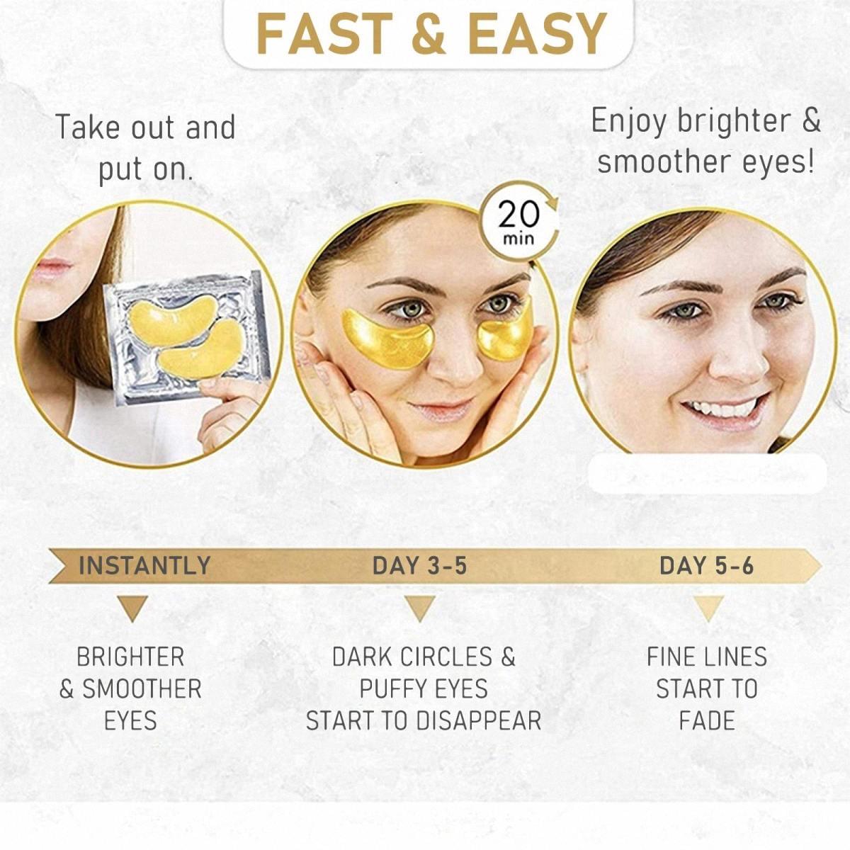 24K Gold Eye Mask- 20 Pairs - Puffy Eyes and Dark Circles Treatments