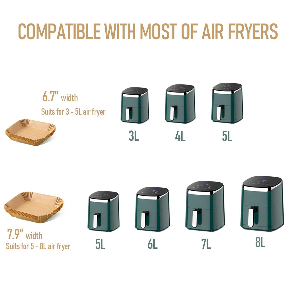 6.7 - 7.9 inches Air Fryer Disposable Paper Liners, Square