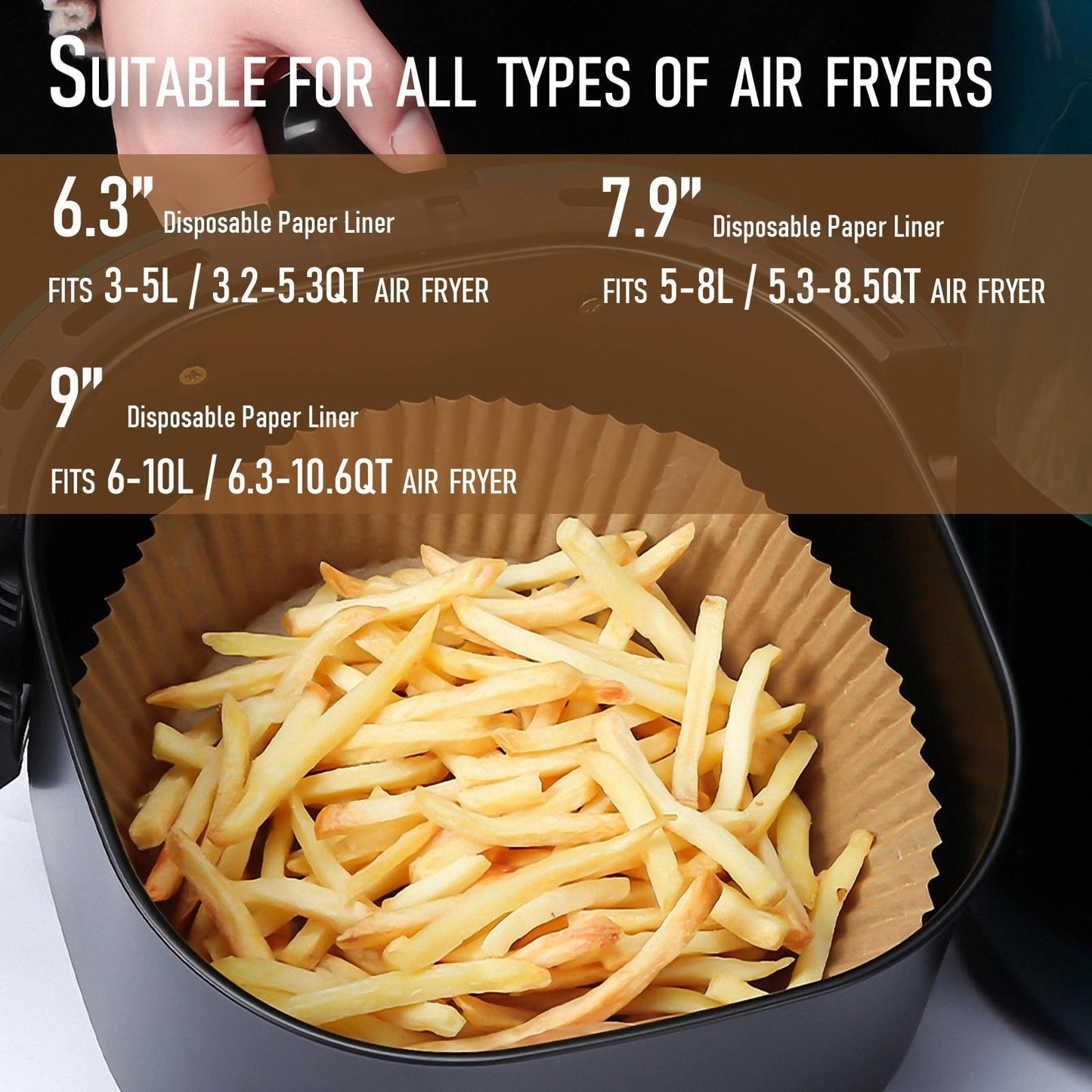 6.3 - 9 inches Air Fryer Disposable Paper Liners, Round